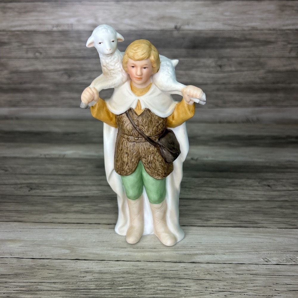Vintage Homco Nativity Shepherd Boy With Lamb Manger‎ Replacement #5418